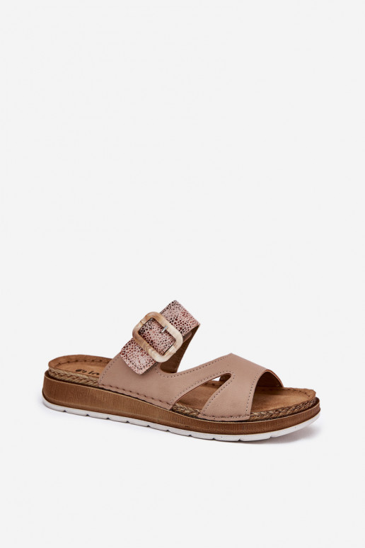 Valgus naiste plätud neetide ja pandlaga Inblu GS000055 beeži värvi