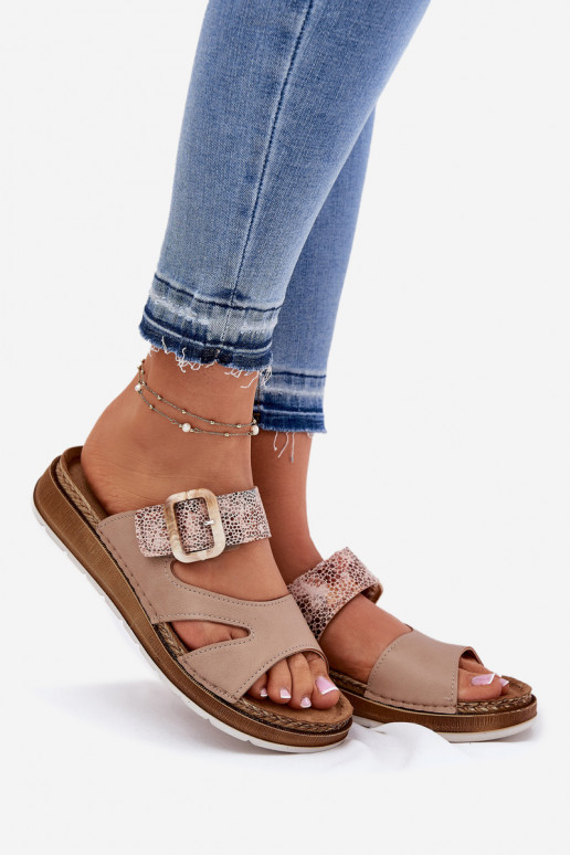 Valgus naiste plätud neetide ja pandlaga Inblu GS000055 beeži värvi