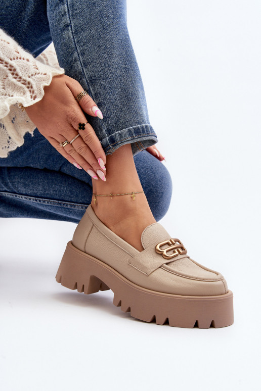 Zazoo 20164 Pealiste omad Mokassiinid Valmistatud naturaalsest nahast beeži värvi