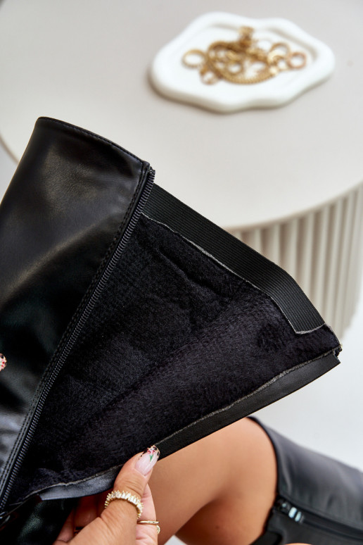 Pealiste omad voodriga pika säärega saapad laiade nööridega Kuldse pandlaga msuud Arsisna