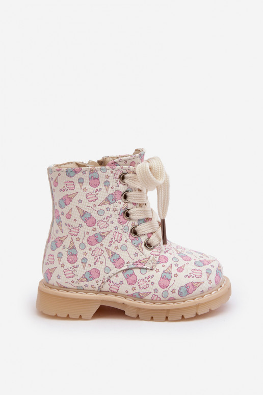 voodriga Pealiste poolsaapad Laste jalanõud tõmblukuga beeži värvi Dolida