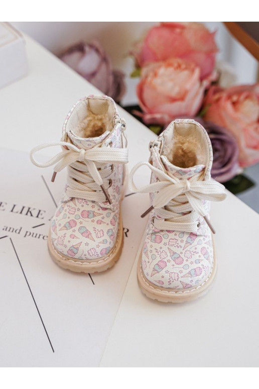 voodriga Pealiste poolsaapad Laste jalanõud tõmblukuga beeži värvi Dolida