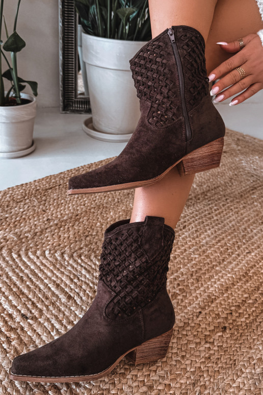 Saapad Pealiste omad kõrge jämeda kontsaga Czekoladosissee Ferissa