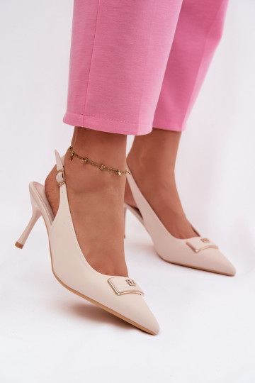 kõrge kontsaga kingad Pealiste omad Koos Ornate Detalem Elevandiluu värvi Lurella 2