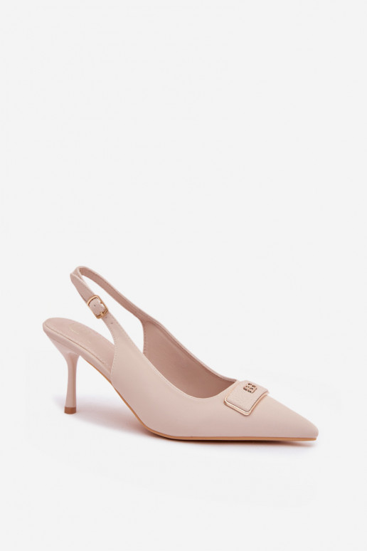 kõrge kontsaga kingad Pealiste omad Koos Ornate Detalem Elevandiluu värvi Lurella