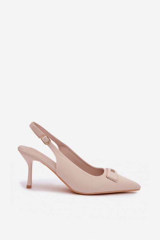 kõrge kontsaga kingad Pealiste omad Koos Ornate Detalem Elevandiluu värvi Lurella