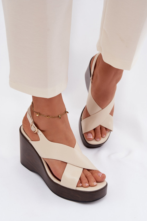 Pealistesandaalid eko-nahast Peal buskinie beeži värvi Janivra