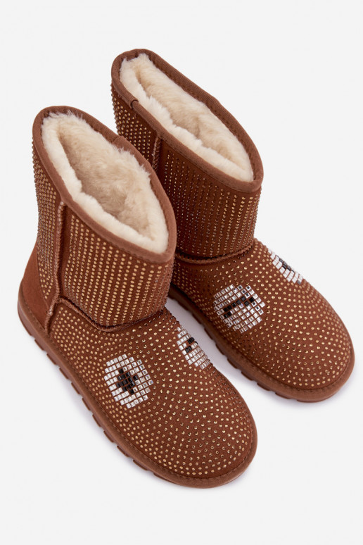 Kaunistustega Kõrge nööpidega lumesaapad Pealiste omad pruunid värvi Galivra