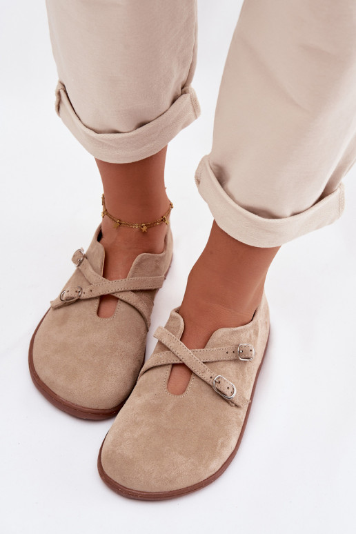 Pealhk seemisnakhsed jalatsid Barefoot Pealiste omad Triipudega Zazoo N1271 beeži värvi