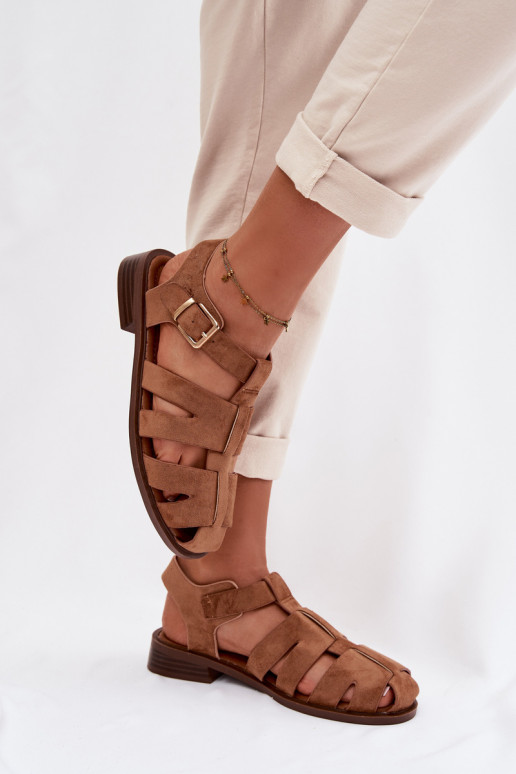 Pealistesandaalid Rzymianki Kuldse pandlaga pruunid värvi Janessa