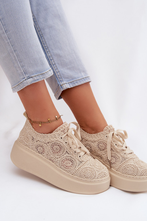 Szydełkosissee Spordijalatsid Pealiste omad platvormiga beeži värvi Evalora