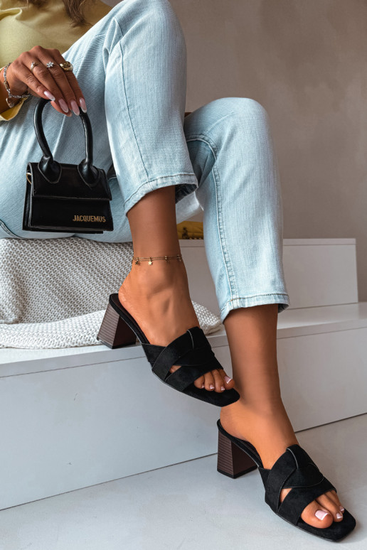 naiste plätud kõrge jämeda kontsaga Triipudega Eco Suedeosissee msuud Corivelle