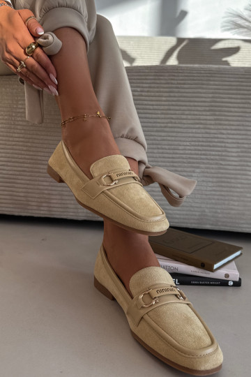 Naistelised mokasiinid kaunistatud elementidega kollases Evelora