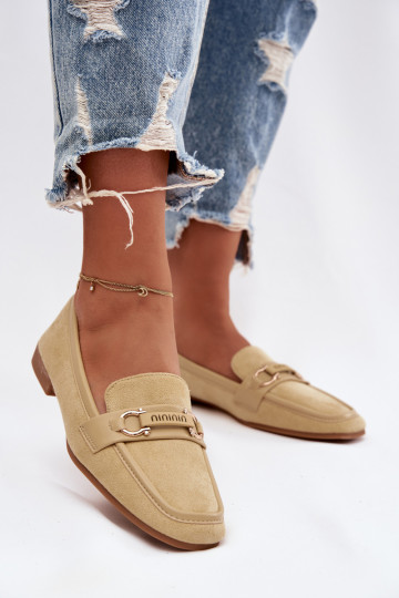 Naistelised mokasiinid kaunistatud elementidega kollases Evelora 2