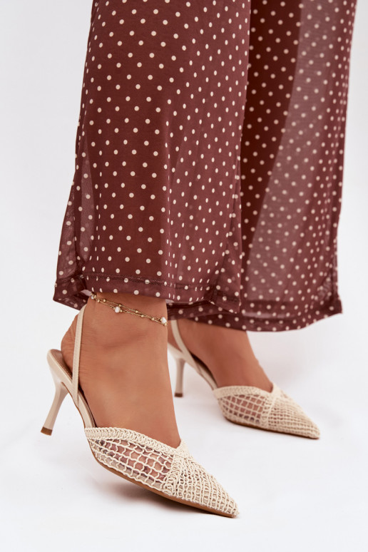 Haneli elevandiluust basutid avatud elementidega ja õhukeste kontsadega