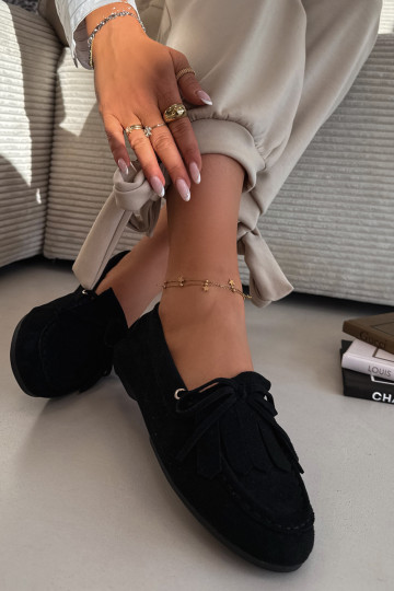 Mustad Glorina naiste mokasiinid stiilsete detailide ja narmastega 2