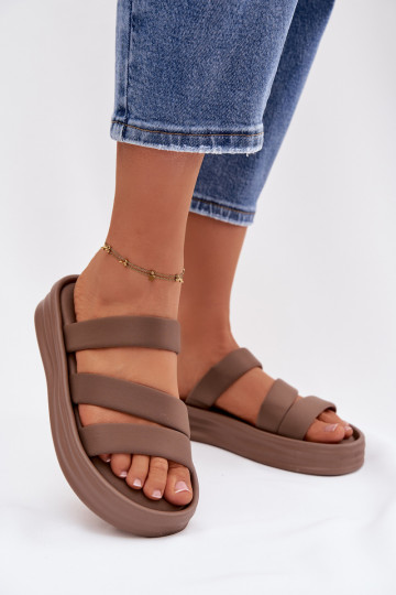 Riidest naiste plätud platvormiga Triipudega Khakivärvi Liorine 2