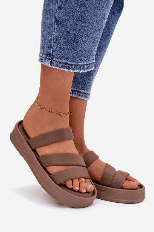 Riidest naiste plätud platvormiga Triipudega Khakivärvi Liorine