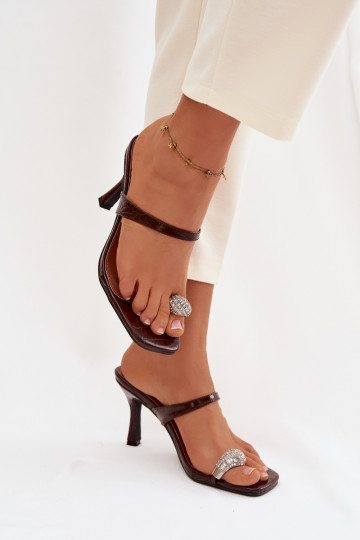 naiste plätud kõrge jämeda kontsaga Koos Ornate Detalem Czekoladosissee Lorissa