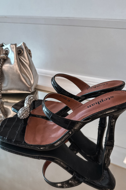 naiste plätud kõrge jämeda kontsaga Koos Ornate Detalem Butelkosissea Zieleń Lorissa