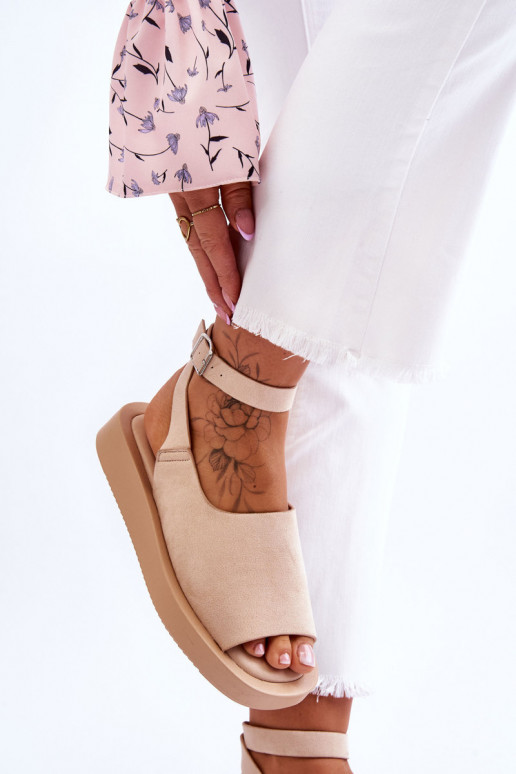 Mugavad naistesandaalid platvormiga beeži värvi Rubie