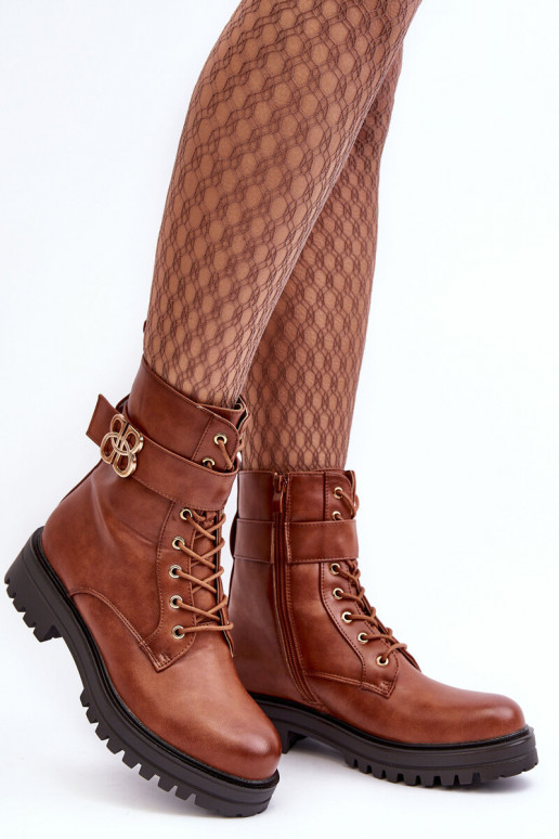 saapad Pealiste omad tõmblukuga kaunistustega pruunid värvi Ciossava