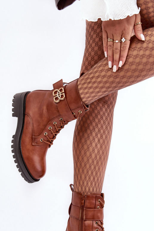 saapad Pealiste omad tõmblukuga kaunistustega pruunid värvi Ciossava