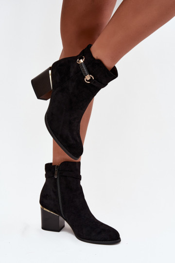 Pealiste poolsaapad voodriga kõrge jämeda kontsaga dekoreeritud kontsaga msuud Galissa