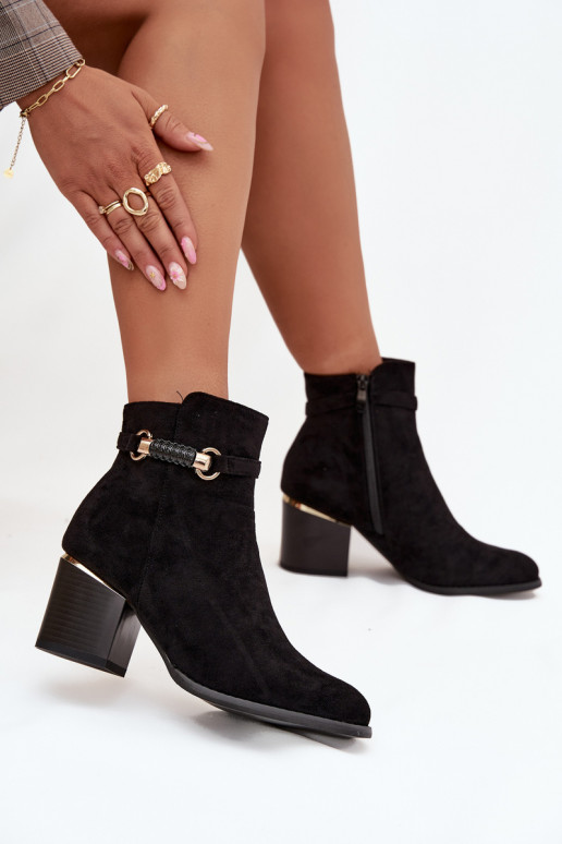 Pealiste poolsaapad voodriga kõrge jämeda kontsaga dekoreeritud kontsaga msuud Galissa