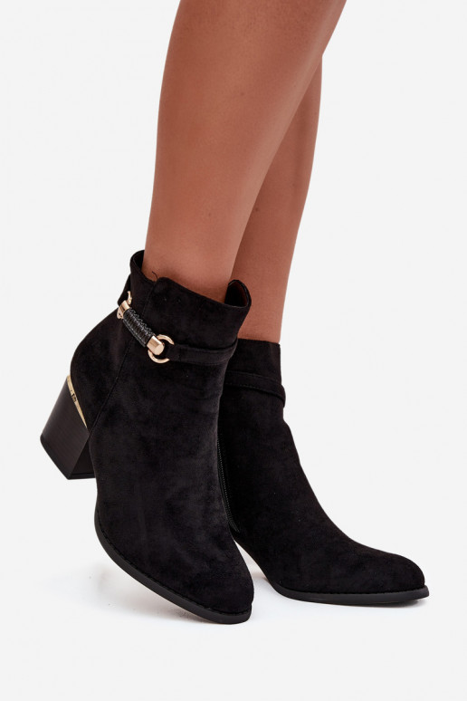 Pealiste poolsaapad voodriga kõrge jämeda kontsaga dekoreeritud kontsaga msuud Galissa