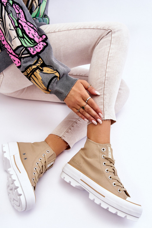 Kõrge Riidest vabaaja jalanõud platvormiga Big Star LL274160 beeži värvi