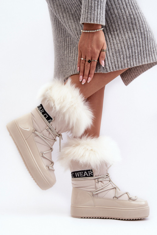 Pealiste omad nööpidega lumesaapad nööritavad Elevandiluu värvi Santero