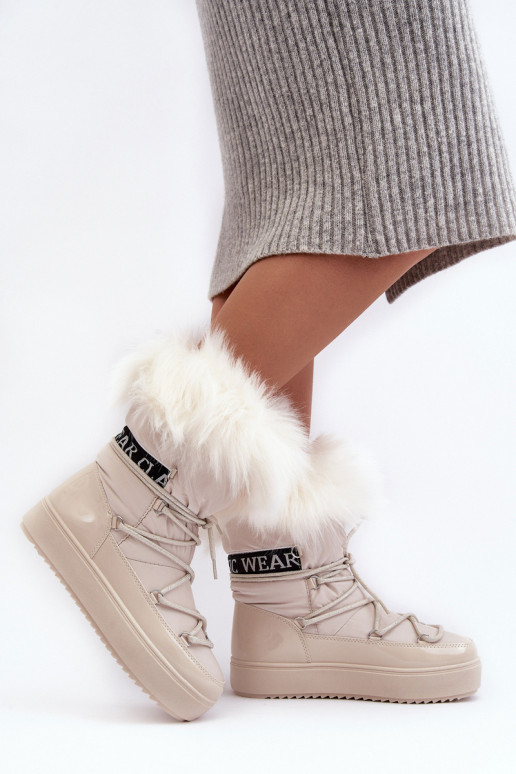 Pealiste omad nööpidega lumesaapad nööritavad Elevandiluu värvi Santero