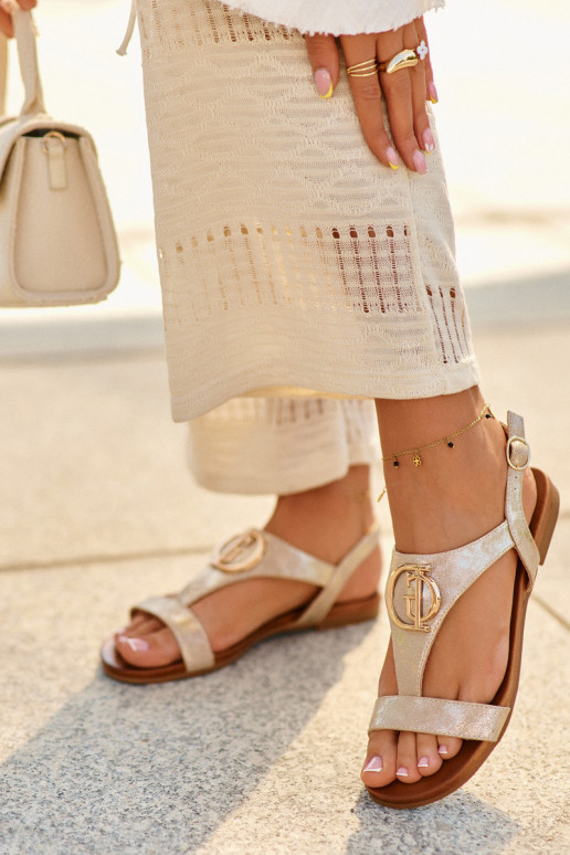 Sellel ondalad sandaalid kaunistustega S.Barski KV27-051 Kuldset värvi