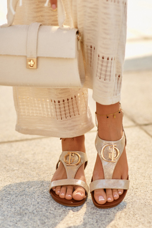 Sellel ondalad sandaalid kaunistustega S.Barski KV27-051 Kuldset värvi