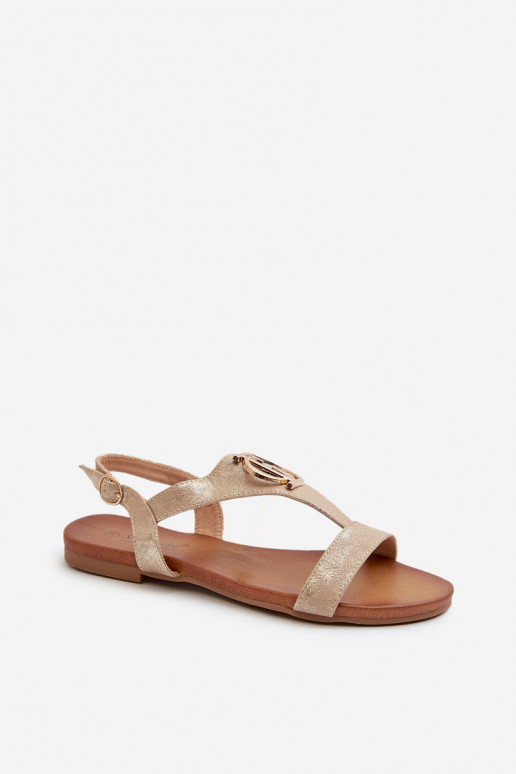Sellel ondalad sandaalid kaunistustega S.Barski KV27-051 Kuldset värvi