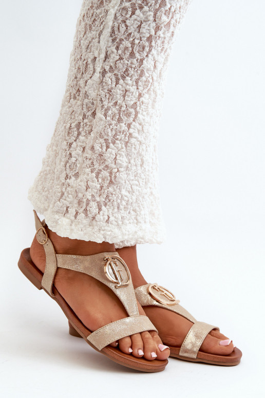 Sellel ondalad sandaalid kaunistustega S.Barski KV27-051 Kuldset värvi