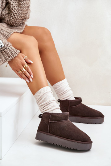 Pealhk seemisnakhsed nööpidega lumesaapad platvormiga pruunid värvi Nereviana