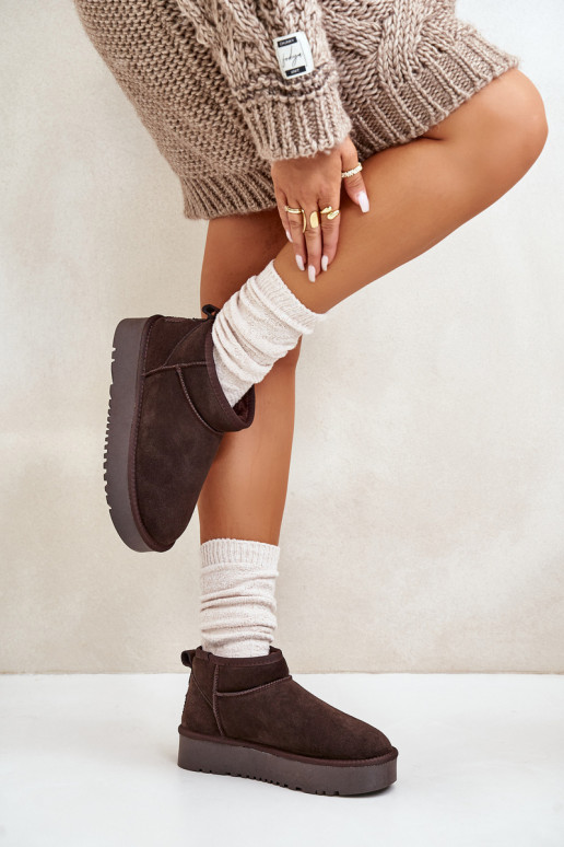 Pealhk seemisnakhsed nööpidega lumesaapad platvormiga pruunid värvi Nereviana