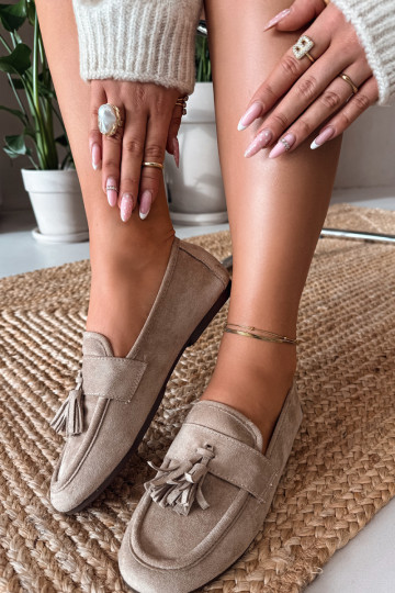 Naiste mokasiinid karvade ja liivavärvi Tai turirilisse 2