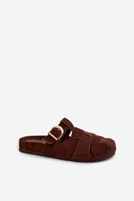 naiste plätud Mule Triipudega I Złotą neetide ja pandlaga Czekoladosissee Ganelle