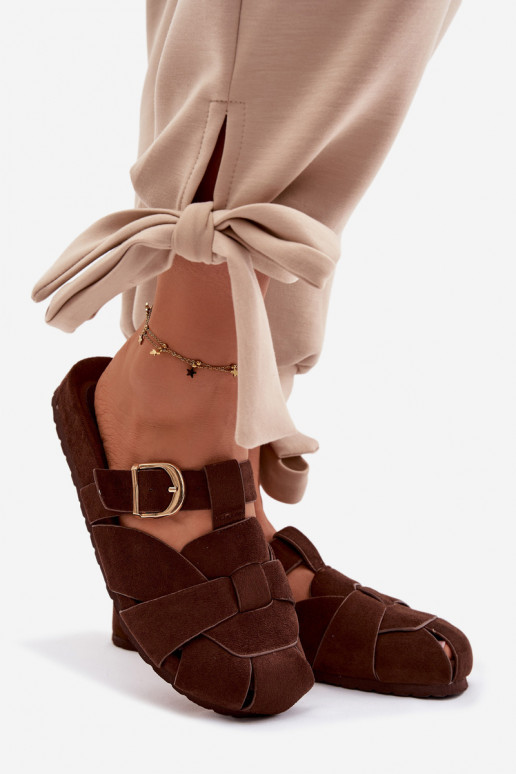 naiste plätud Mule Triipudega I Złotą neetide ja pandlaga Czekoladosissee Ganelle