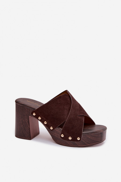 naiste plätud kõrge jämeda kontsaga Ze Kuldset värvimi Pealastud Czekoladosissee Nerelle