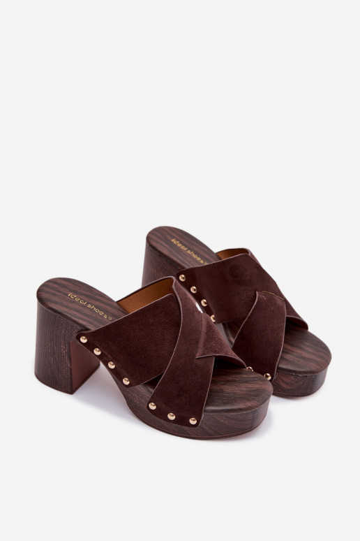 naiste plätud kõrge jämeda kontsaga Ze Kuldset värvimi Pealastud Czekoladosissee Nerelle