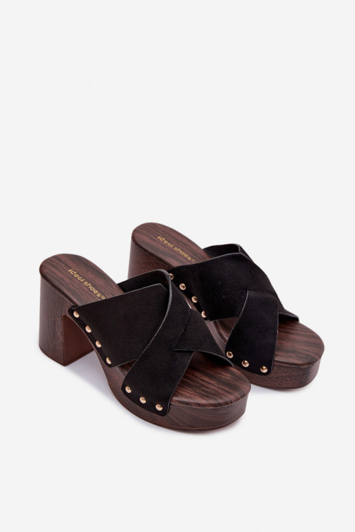 naiste plätud kõrge jämeda kontsaga Ze Kuldset värvimi Pealastud msuud Nerelle