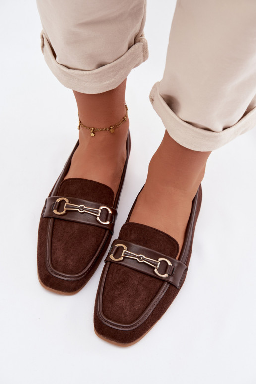 Mokassiinid naiste mokassiinid kaunistustega pruunid värvi Palerina