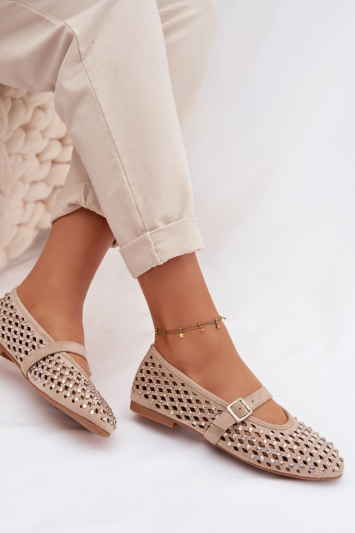 Baleriinad Pealiste omad Ažuurne säravate kristallidega I Triibudem beeži värvi INilvessa