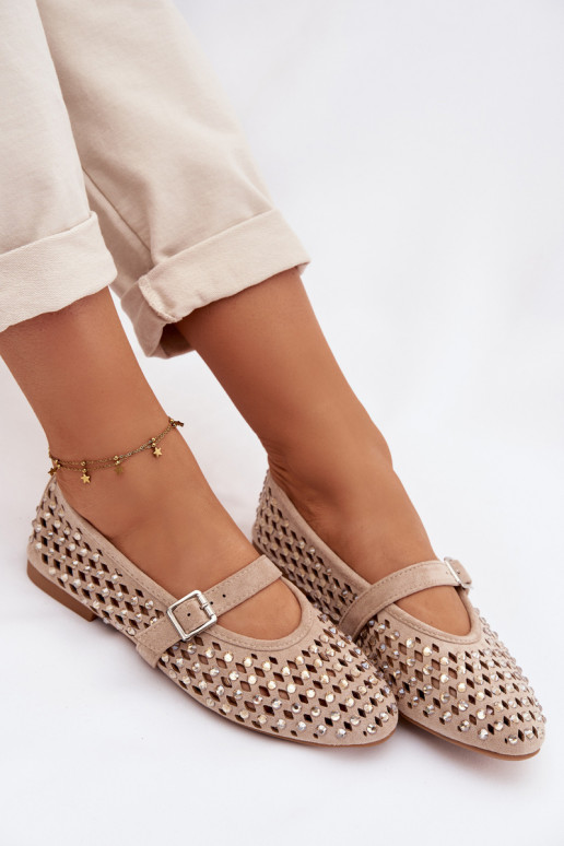 Baleriinad Pealiste omad Ažuurne säravate kristallidega I Triibudem beeži värvi INilvessa