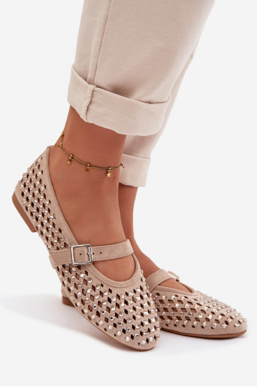 Baleriinad Pealiste omad Ažuurne säravate kristallidega I Triibudem beeži värvi INilvessa