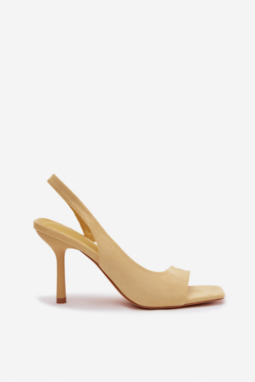 Pealistesandaalid kõrge jämeda kontsagaEco Suedeu Kollased Calvoria
